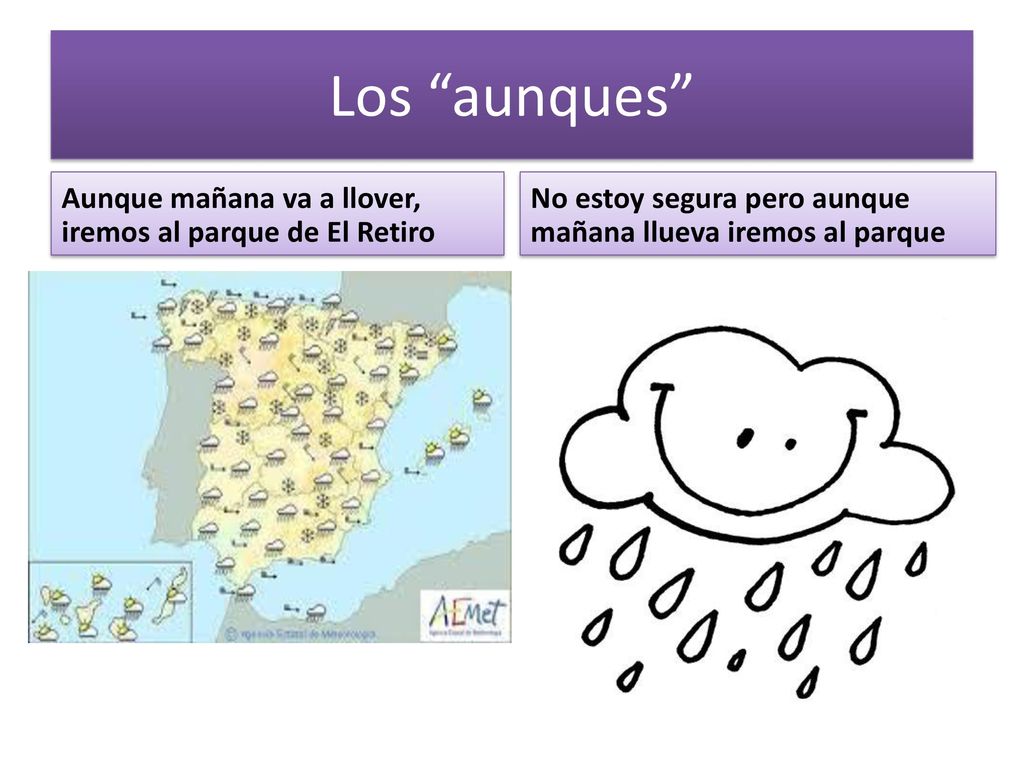 Los aunques Aunque mañana va a llover, iremos al parque de El Retiro