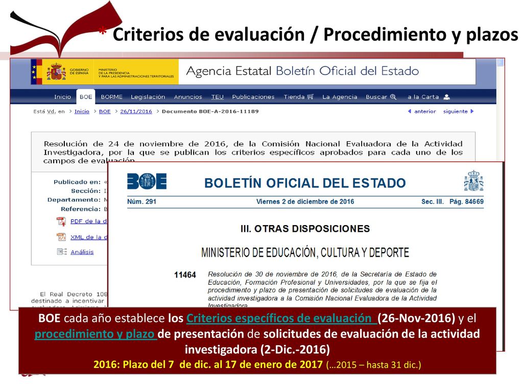 2016: Plazo del 7 de Dic. a 17 de Enero 2017