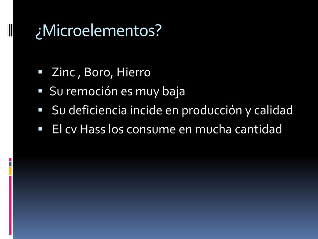 ¿Microelementos Zinc , Boro, Hierro Su remoción es muy baja