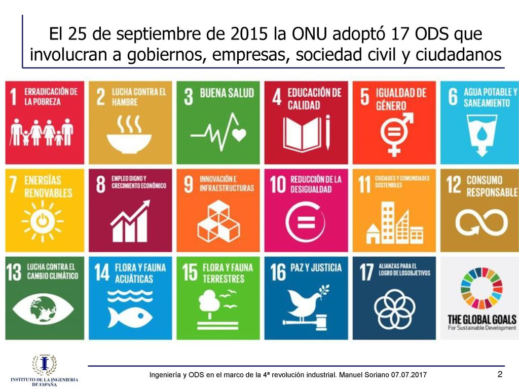 El 25 de septiembre de 2015 la ONU adoptó 17 ODS que involucran a gobiernos, empresas, sociedad civil y ciudadanos