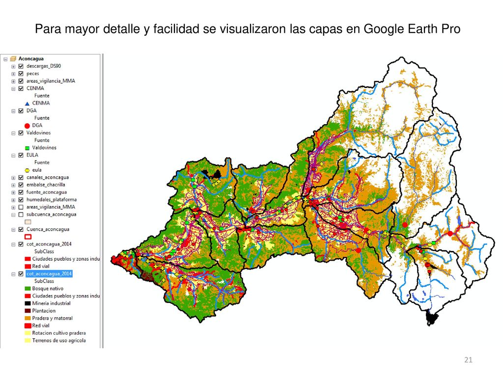 Para mayor detalle y facilidad se visualizaron las capas en Google Earth Pro