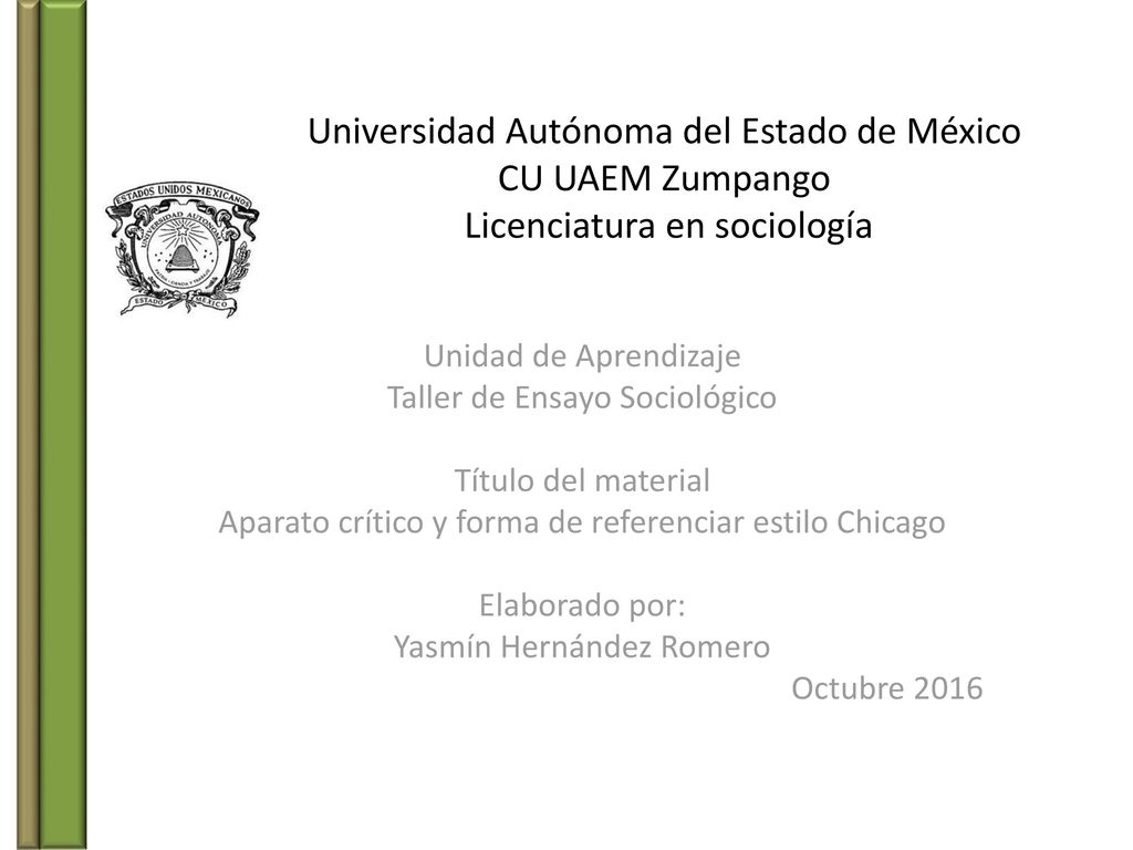 Universidad Autónoma del Estado de México CU UAEM Zumpango Licenciatura en sociología