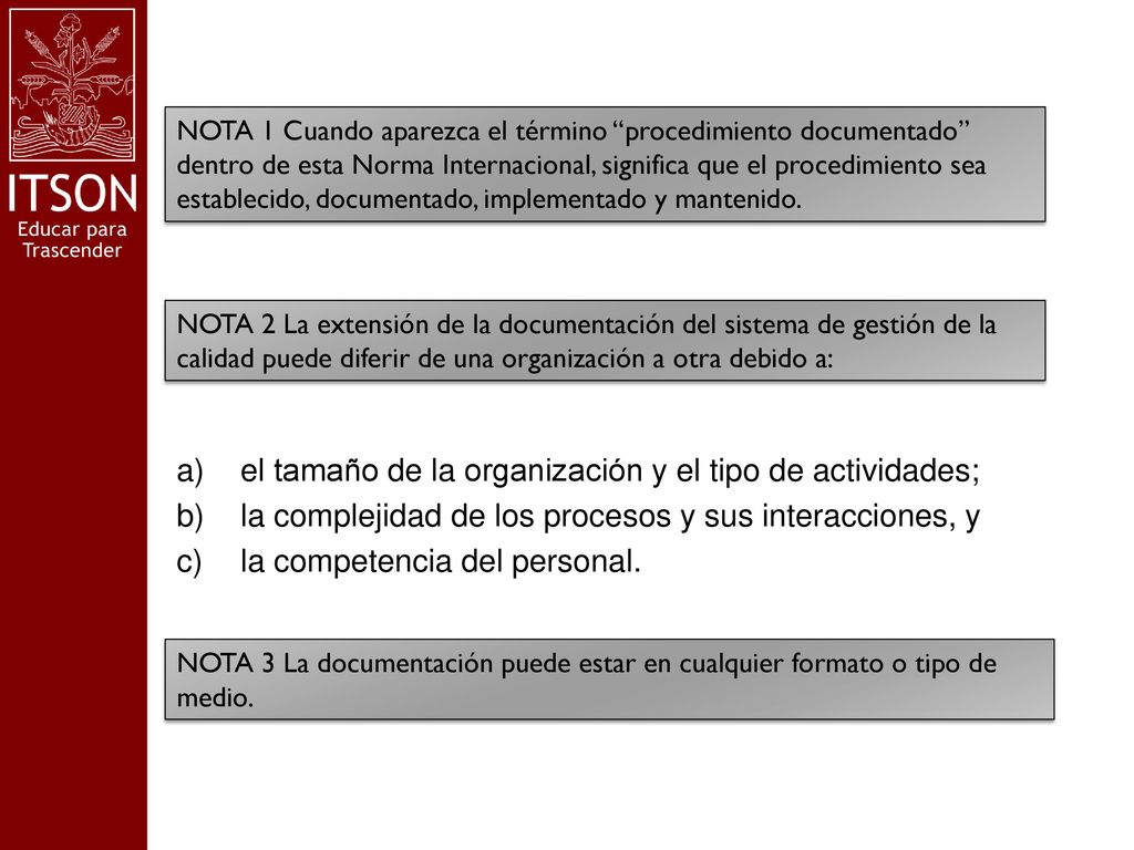 el tamaño de la organización y el tipo de actividades;