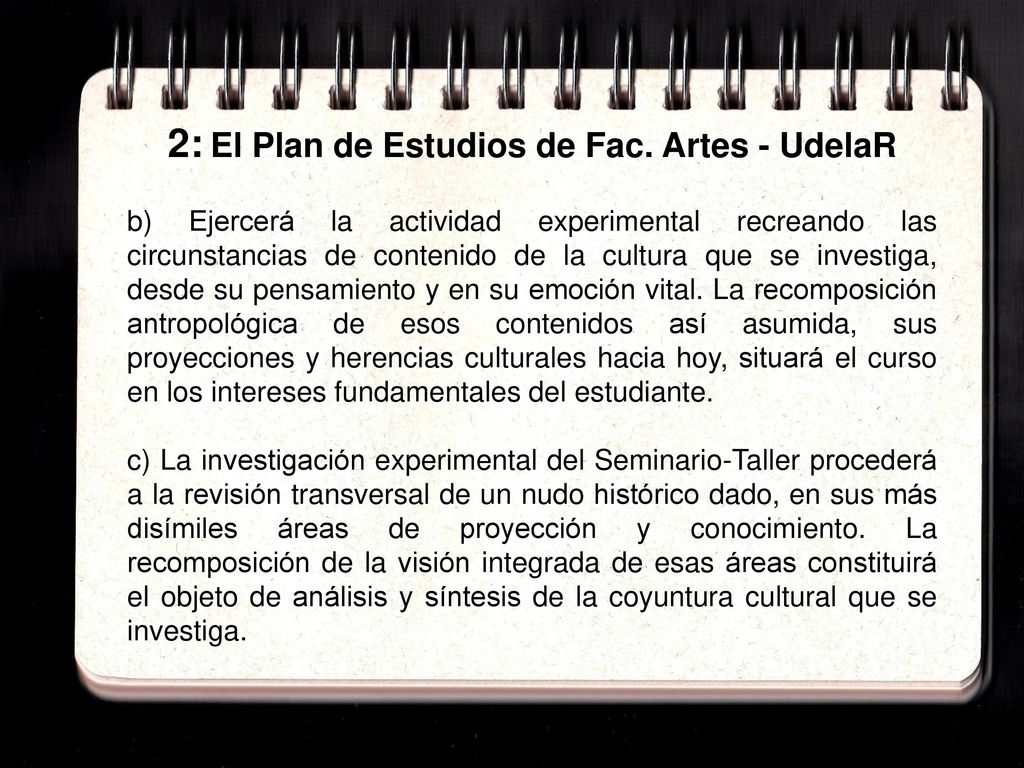 2: El Plan de Estudios de Fac. Artes - UdelaR