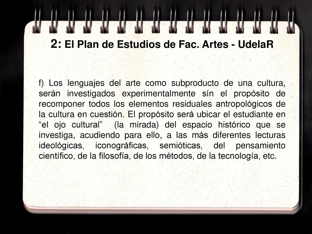 2: El Plan de Estudios de Fac. Artes - UdelaR