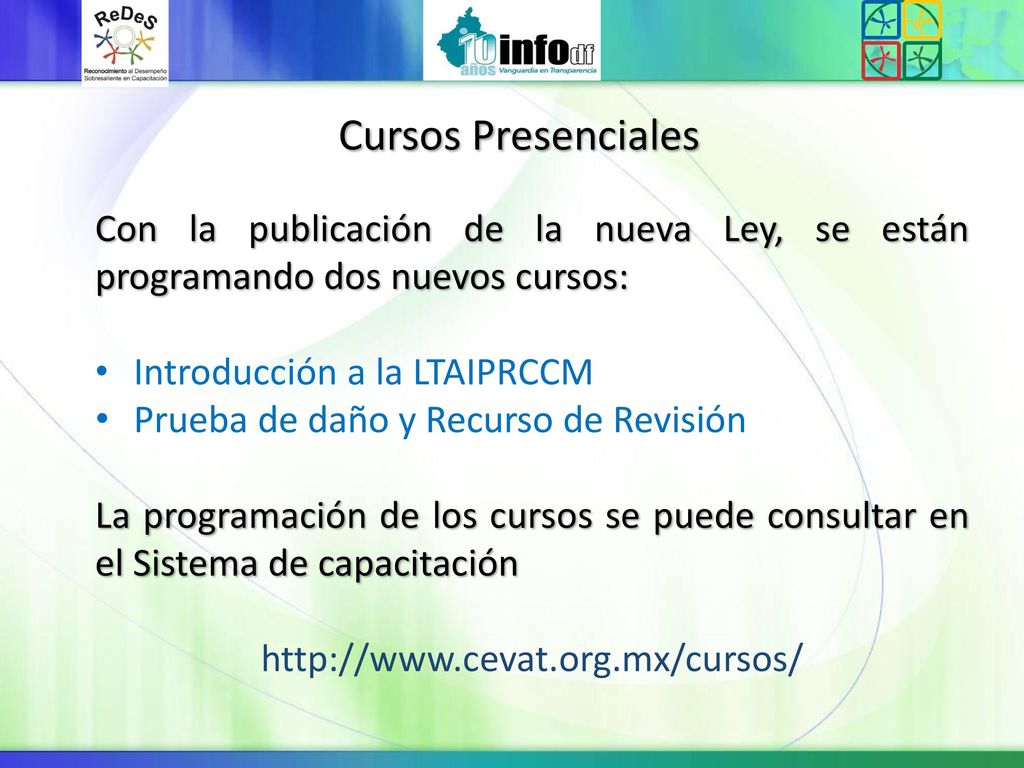 10/16/2017 2:19 AM Cursos Presenciales. Con la publicación de la nueva Ley, se están programando dos nuevos cursos: