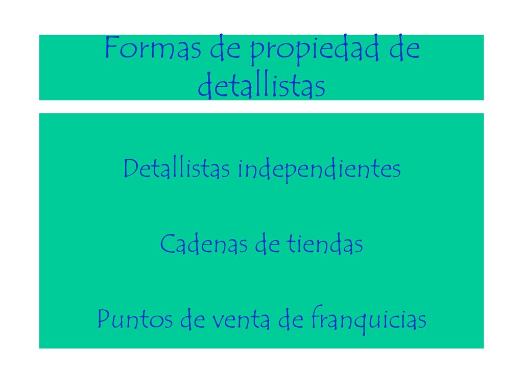 Formas de propiedad de detallistas