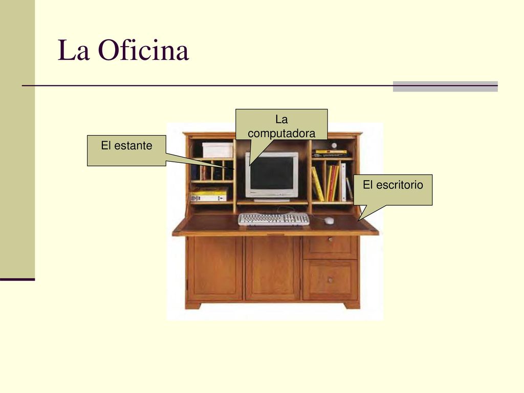 La Oficina La computadora El estante El escritorio