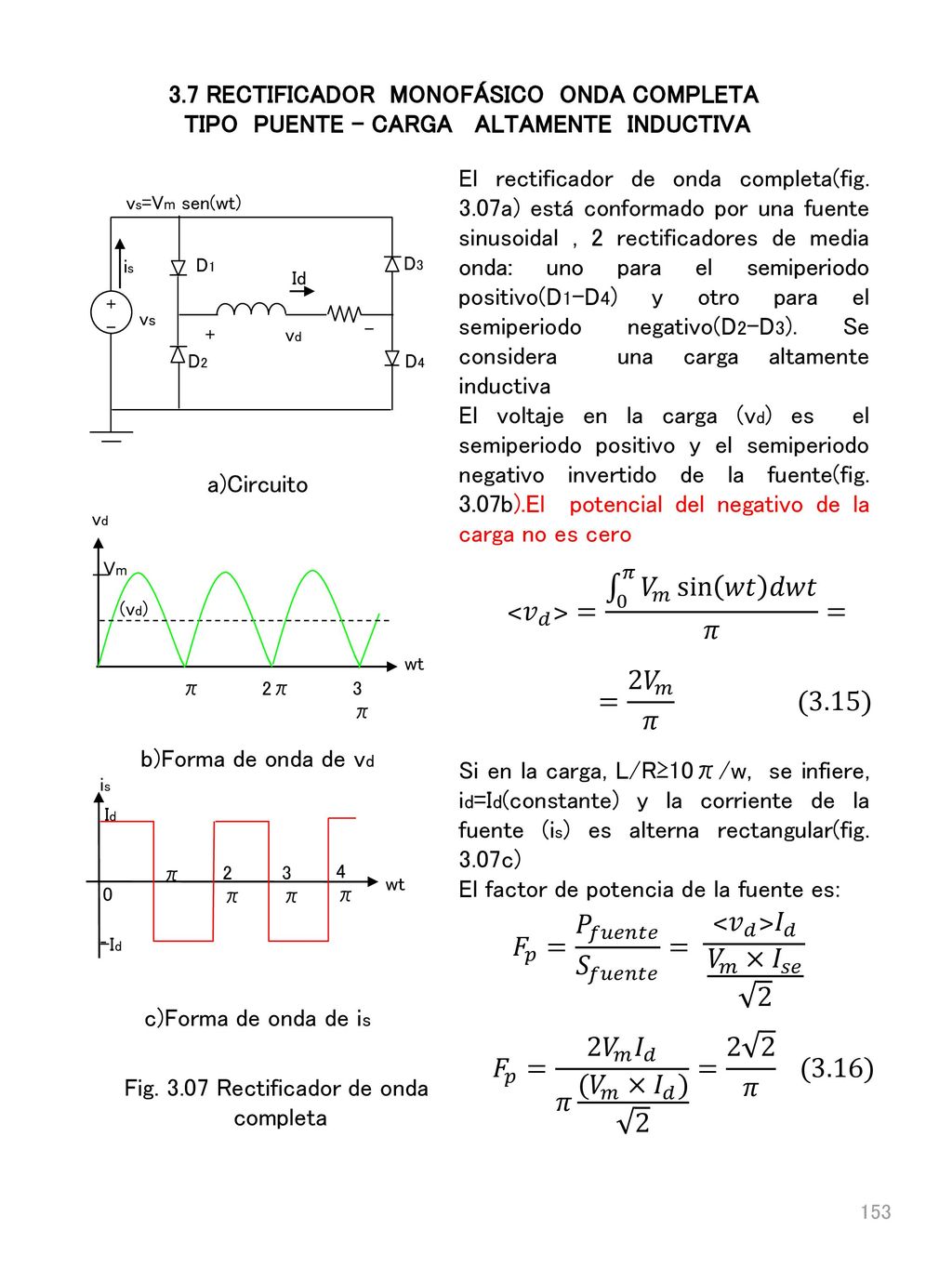 ˂ 𝑣 𝑑 ˃= 0 𝜋 𝑉 𝑚 sin 𝑤𝑡 𝑑𝑤𝑡 𝜋 = = 2 𝑉 𝑚 𝜋 (3.15)