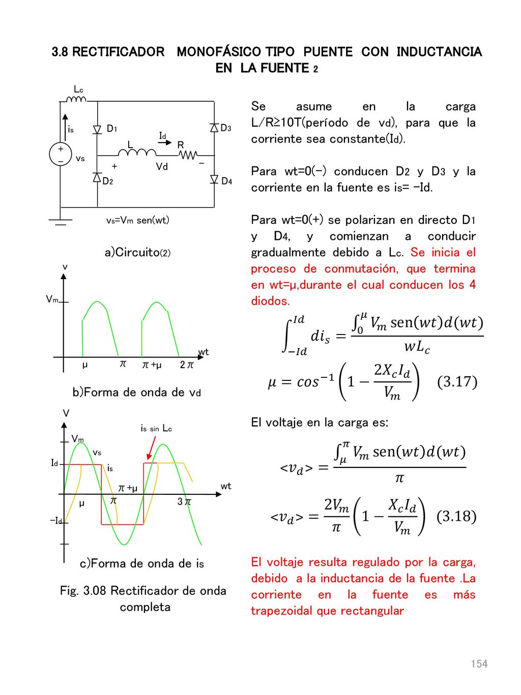 3.8 RECTIFICADOR MONOFÁSICO TIPO PUENTE CON INDUCTANCIA EN LA FUENTE 2