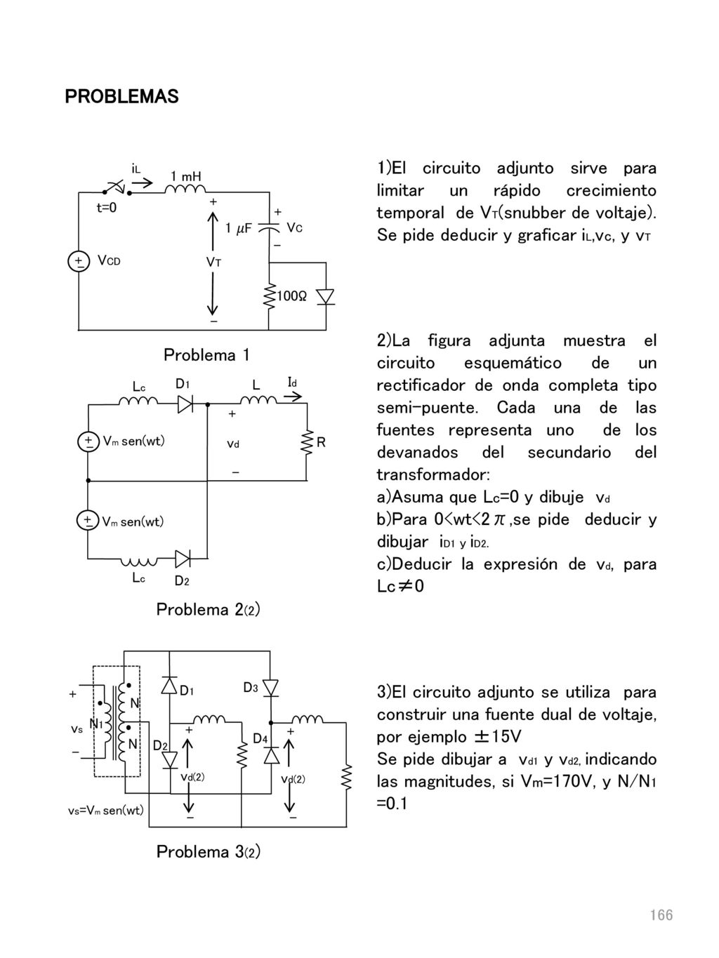 PROBLEMAS 1)El circuito adjunto sirve para limitar un rápido crecimiento temporal de VT(snubber de voltaje).