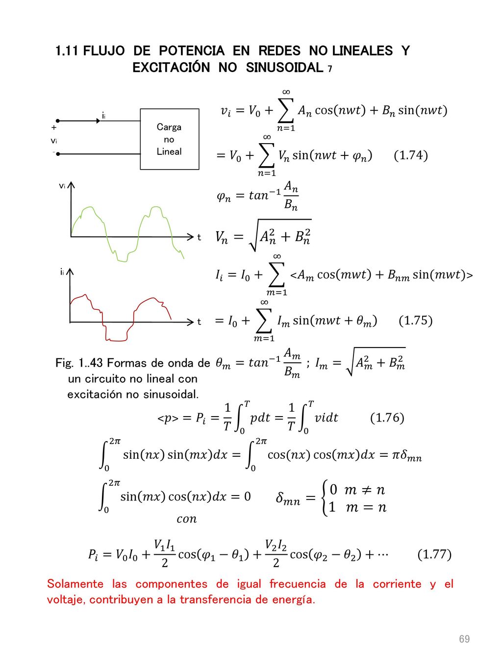 1.11 FLUJO DE POTENCIA EN REDES NO LINEALES Y EXCITACIÓN NO SINUSOIDAL 7