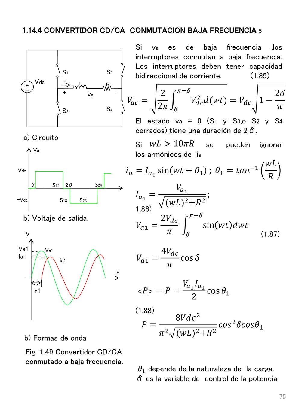 𝑉 𝑎𝑐 = 2 2𝜋 𝛿 𝜋−𝛿 𝑉 𝑑𝑐 2 𝑑(𝑤𝑡) = 𝑉 𝑑𝑐 1− 2𝛿 𝜋