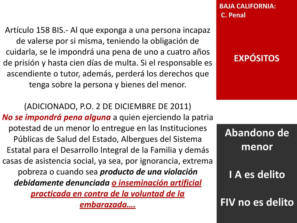Abandono de menor I A es delito FIV no es delito