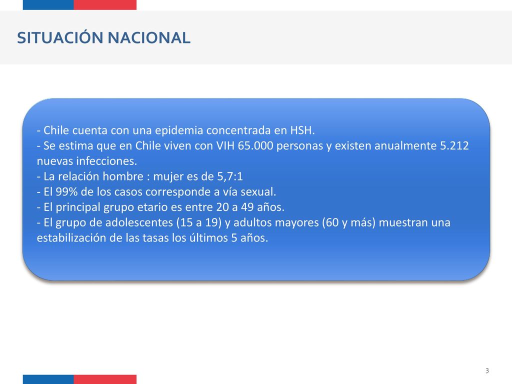 SITUACIÓN NACIONAL - Chile cuenta con una epidemia concentrada en HSH.