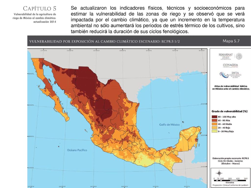 Se analizaron 14 modelos de Circulación General (MCG) del Quinto Reporte de evaluación del IPCC (2014), para las siguientes variables atmosféricas: temperaturas máxima, mínima, promedio y precipitación.