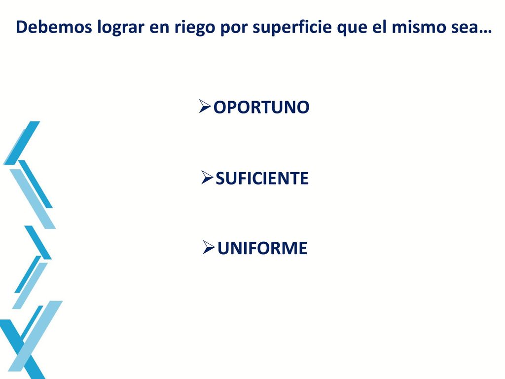 Debemos lograr en riego por superficie que el mismo sea…