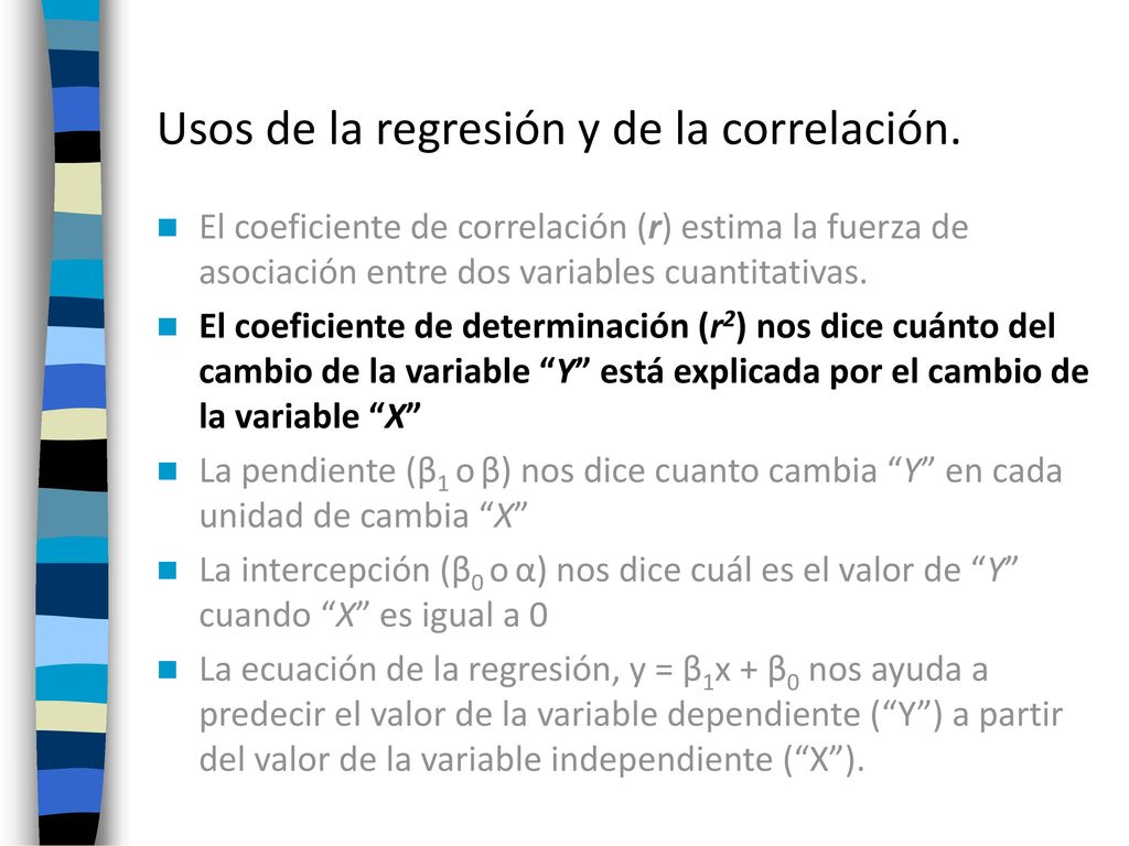 Usos de la regresión y de la correlación.