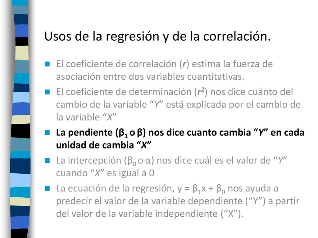 Usos de la regresión y de la correlación.