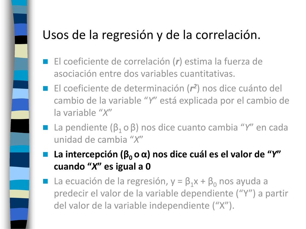 Usos de la regresión y de la correlación.