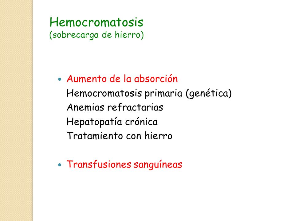 Hemocromatosis (sobrecarga de hierro)