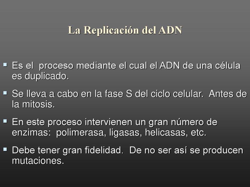La Replicación del ADN Es el proceso mediante el cual el ADN de una célula es duplicado.