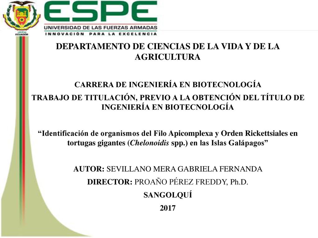 DEPARTAMENTO DE CIENCIAS DE LA VIDA Y DE LA AGRICULTURA