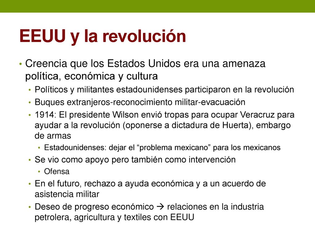EEUU y la revolución Creencia que los Estados Unidos era una amenaza política, económica y cultura.