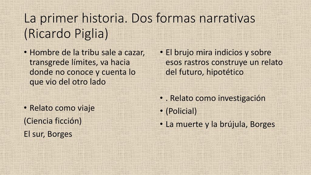 La primer historia. Dos formas narrativas (Ricardo Piglia)