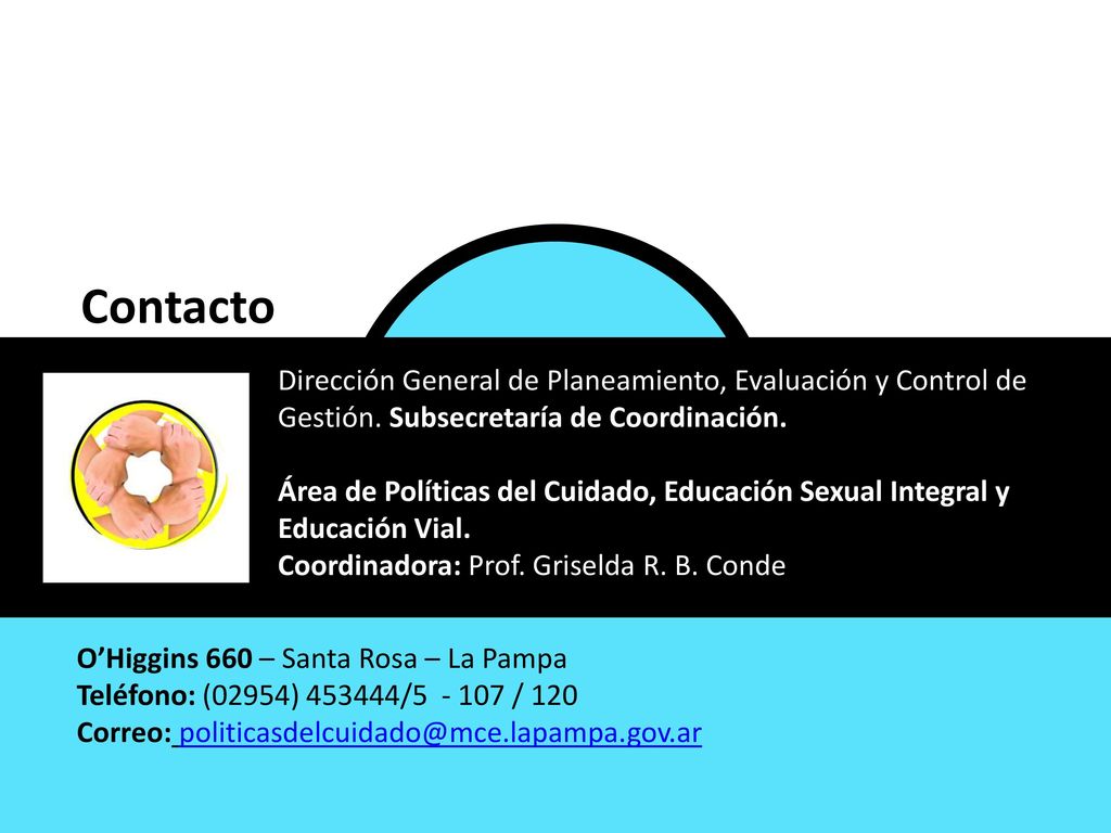 Contacto Dirección General de Planeamiento, Evaluación y Control de Gestión. Subsecretaría de Coordinación.