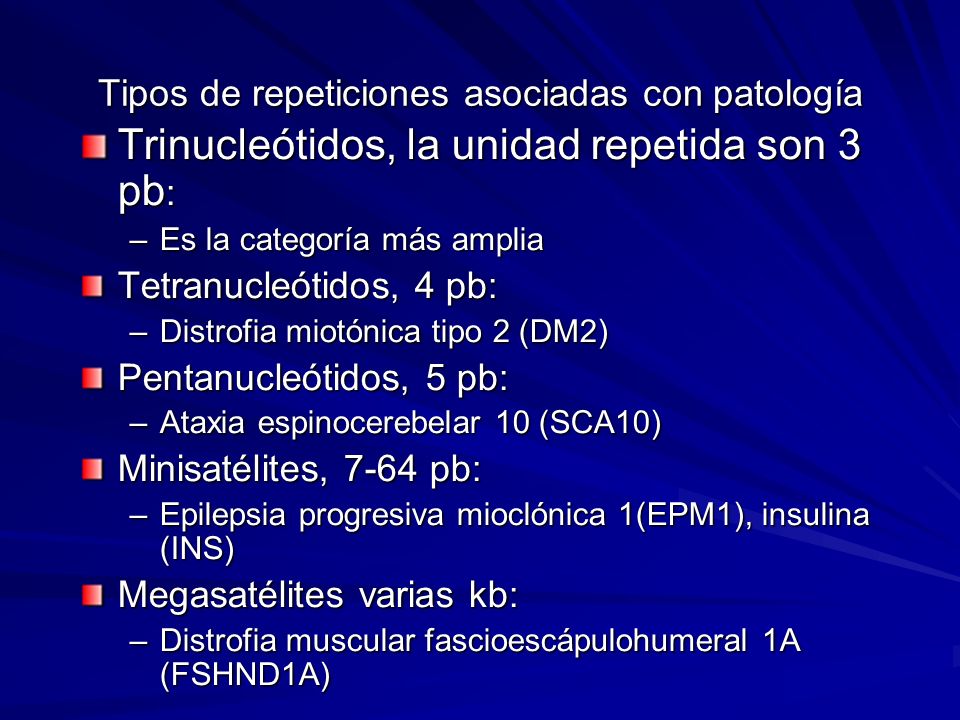 Tipos de repeticiones asociadas con patología