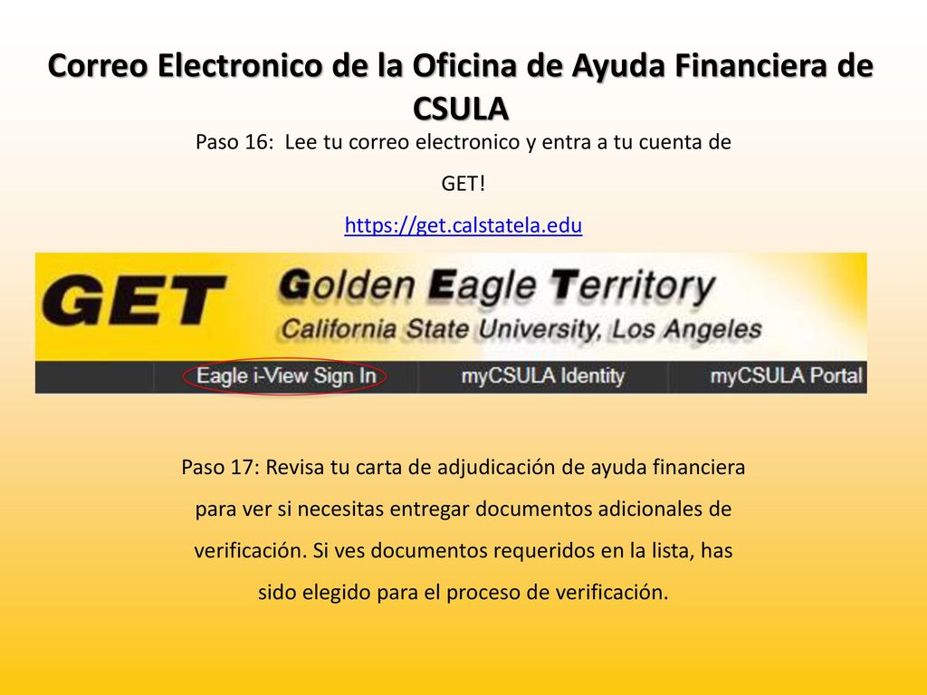 Correo Electronico de la Oficina de Ayuda Financiera de CSULA