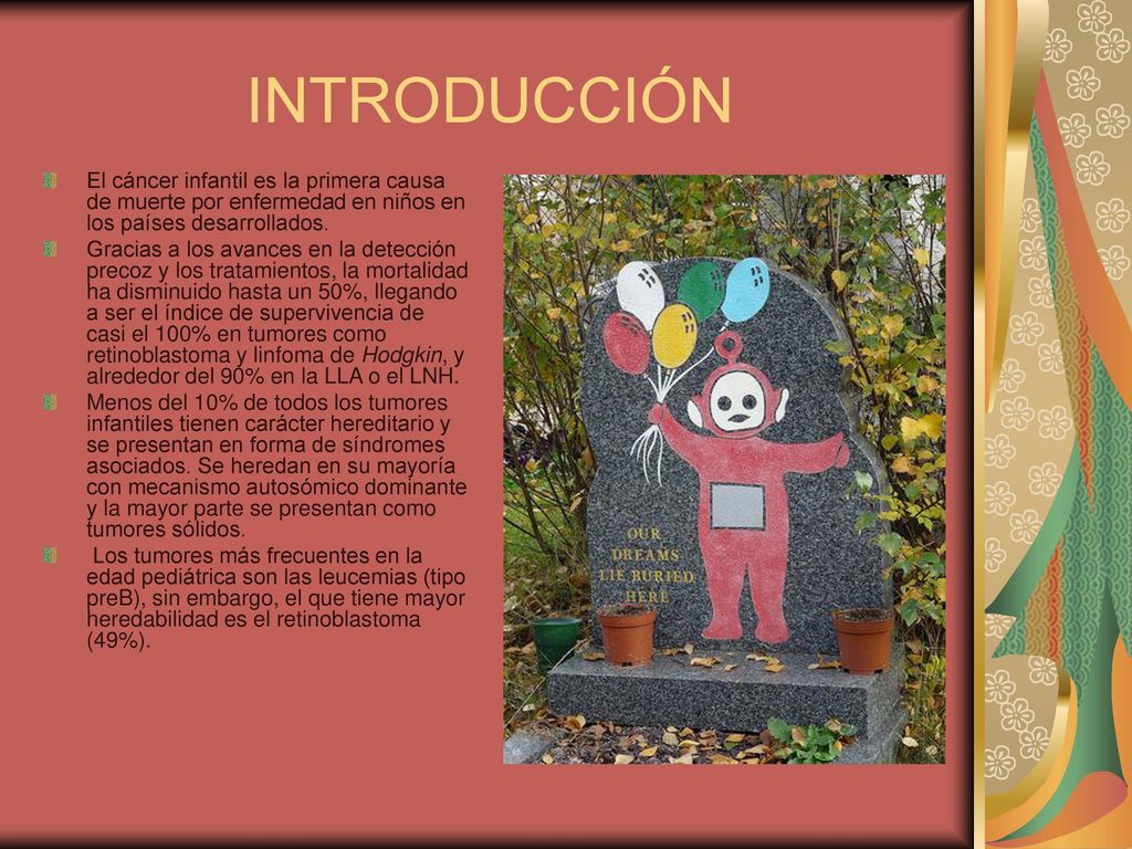 INTRODUCCIÓN El cáncer infantil es la primera causa de muerte por enfermedad en niños en los países desarrollados.