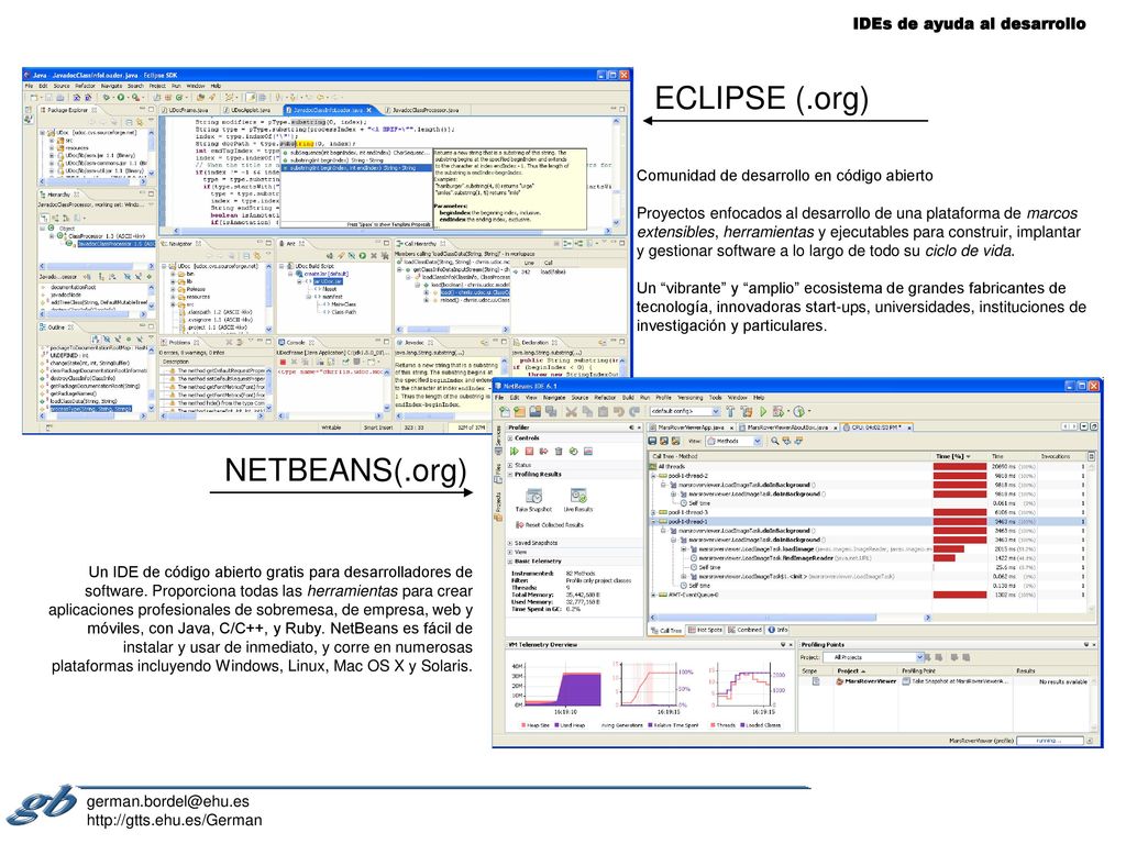 ECLIPSE (.org) NETBEANS(.org) IDEs de ayuda al desarrollo