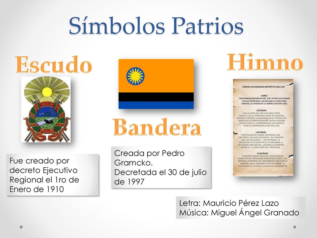 Símbolos Patrios Himno Escudo Bandera Creada por Pedro Gramcko.