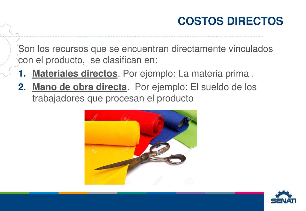 COSTOS DIRECTOS Son los recursos que se encuentran directamente vinculados con el producto, se clasifican en: