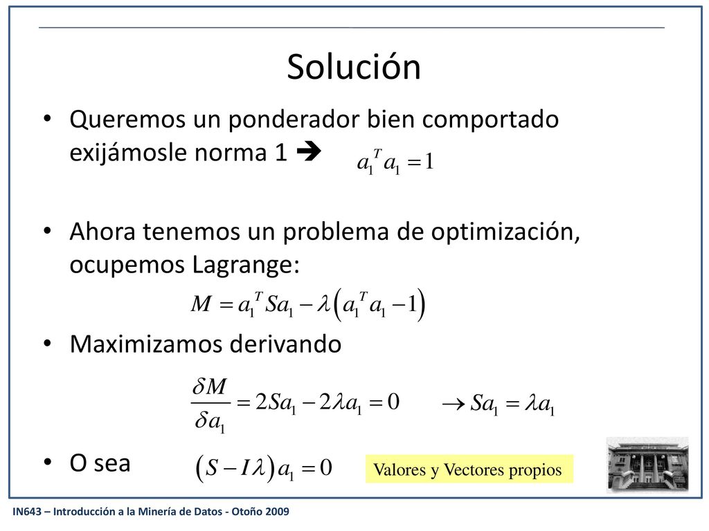 Solución Queremos un ponderador bien comportado exijámosle norma 1 