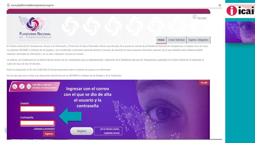 Ingresar con el correo con el que se dio de alta el usuario y la contraseña