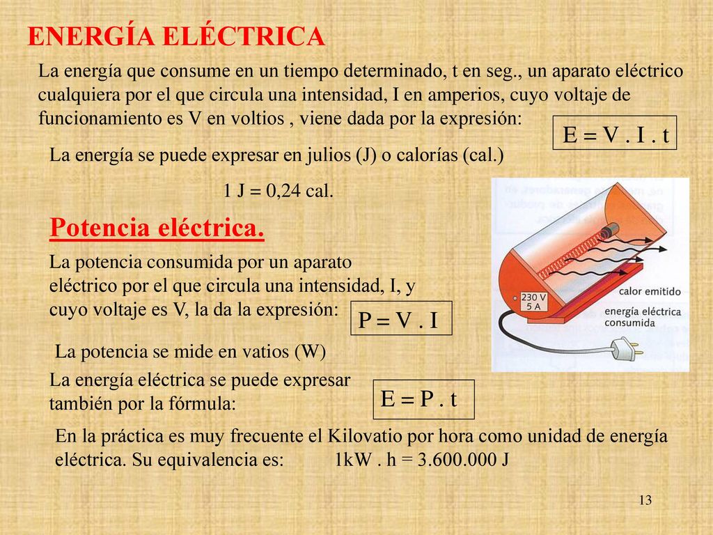 ENERGÍA ELÉCTRICA Potencia eléctrica. E = V . I . t P = V . I