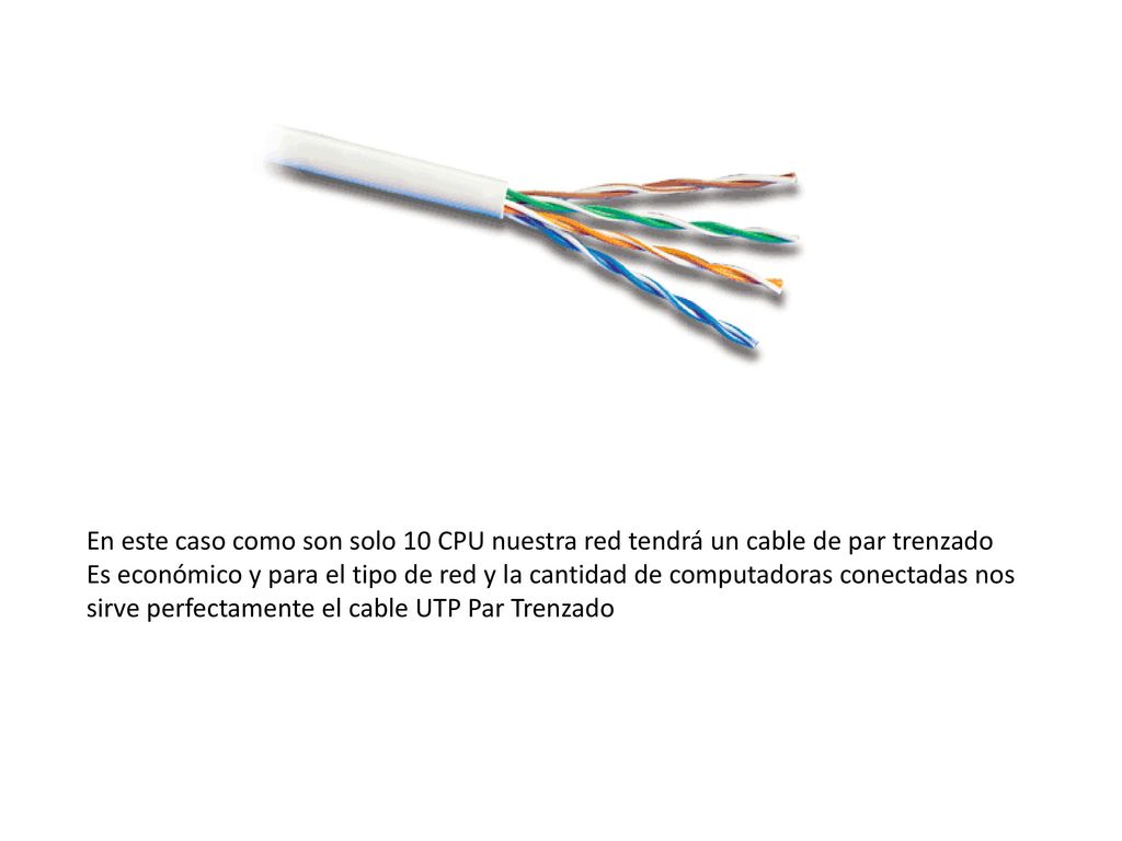 En este caso como son solo 10 CPU nuestra red tendrá un cable de par trenzado