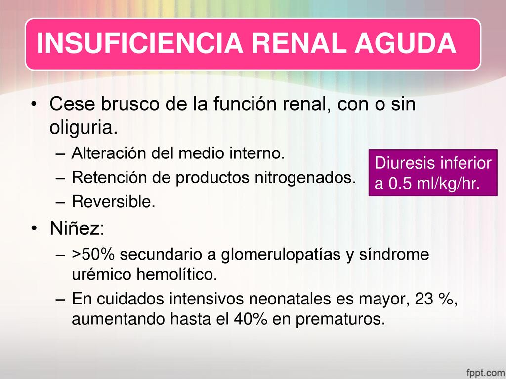 Cese brusco de la función renal, con o sin oliguria.