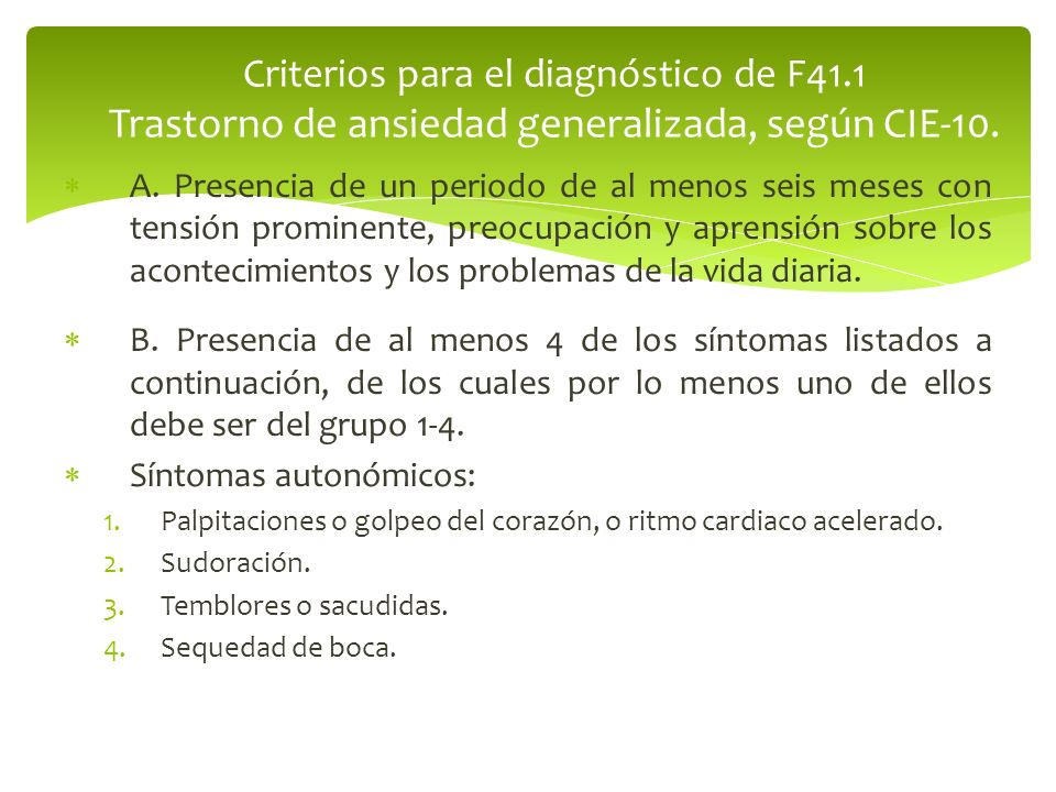 Criterios para el diagnóstico de F41