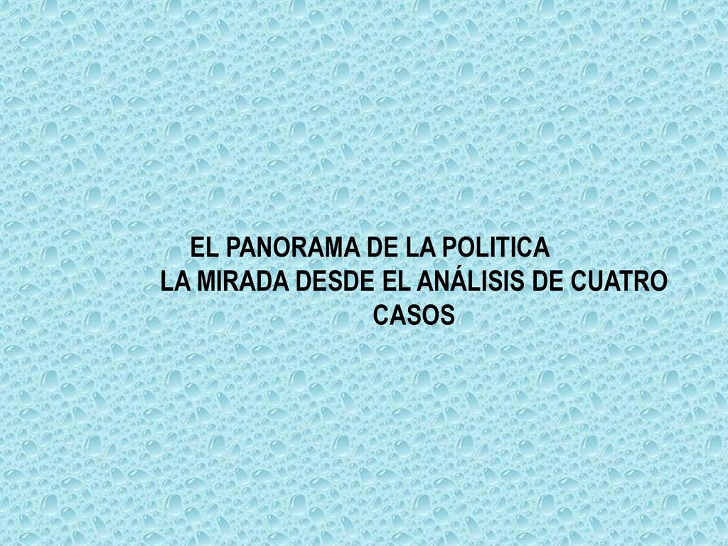 EL PANORAMA DE LA POLITICA LA MIRADA DESDE EL ANÁLISIS DE CUATRO CASOS
