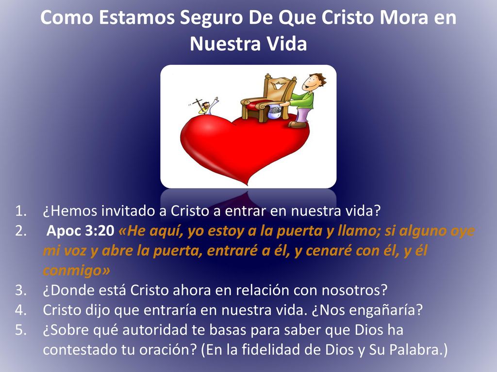 Como Estamos Seguro De Que Cristo Mora en Nuestra Vida