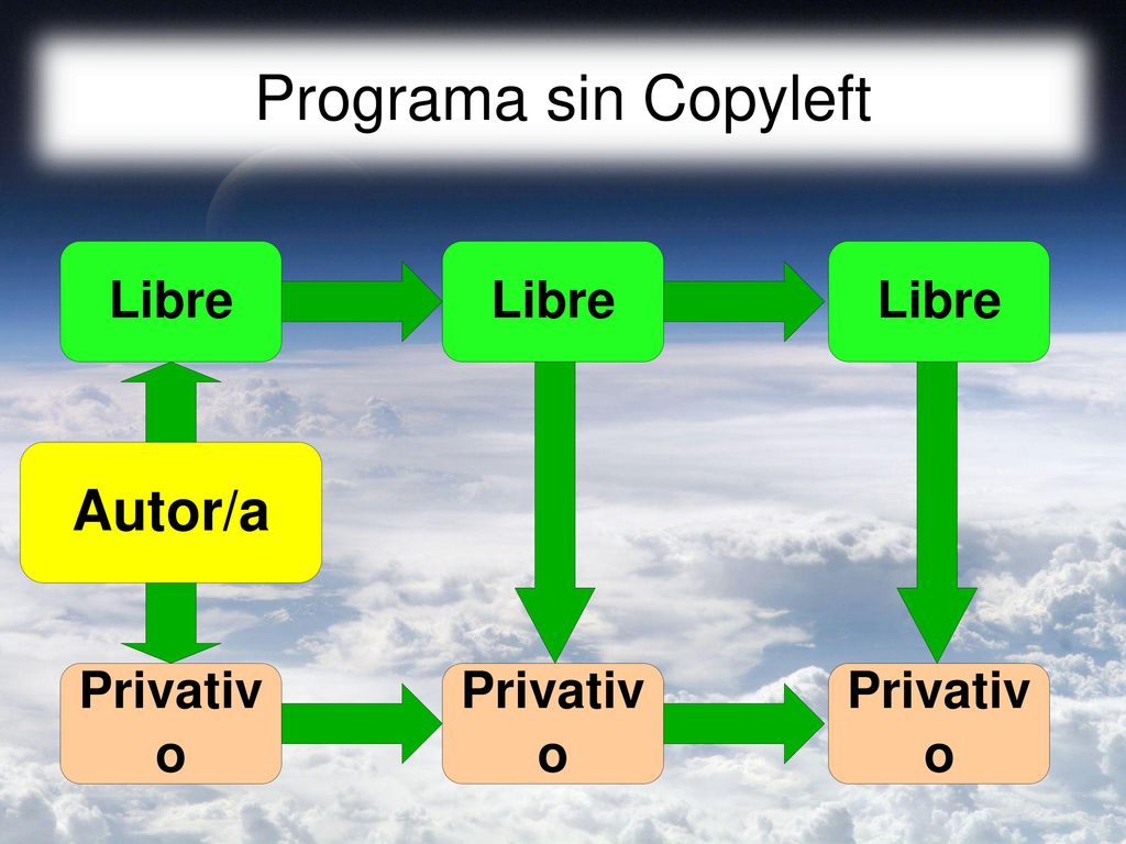 Programa sin Copyleft Autor/a Libre Libre Libre Privativo Privativo