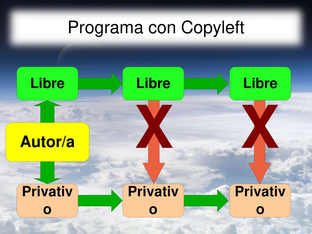 X X Programa con Copyleft Autor/a Libre Libre Libre Privativo