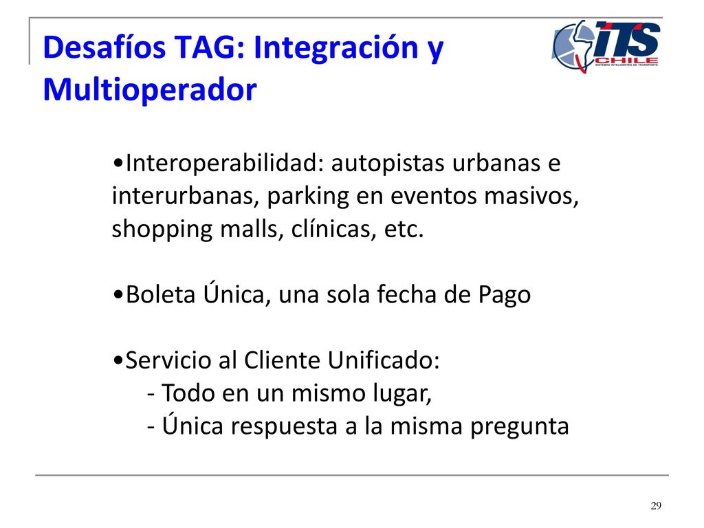 Desafíos TAG: Integración y Multioperador