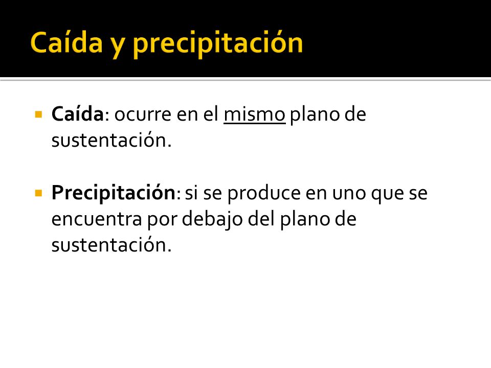 Caída y precipitación Caída: ocurre en el mismo plano de sustentación.