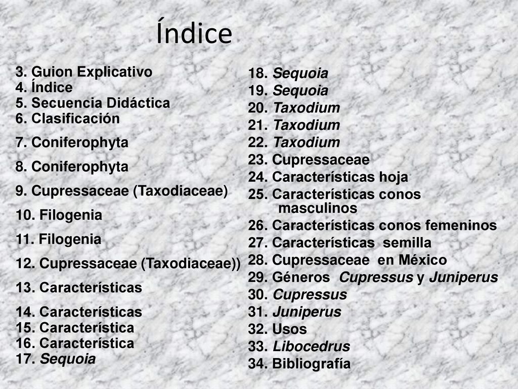 Índice 18. Sequoia 19. Sequoia 20. Taxodium 21. Taxodium 22. Taxodium