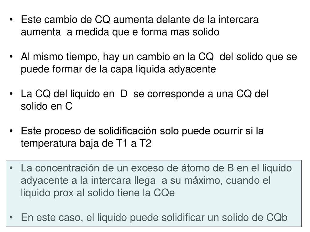 Este cambio de CQ aumenta delante de la intercara aumenta a medida que e forma mas solido